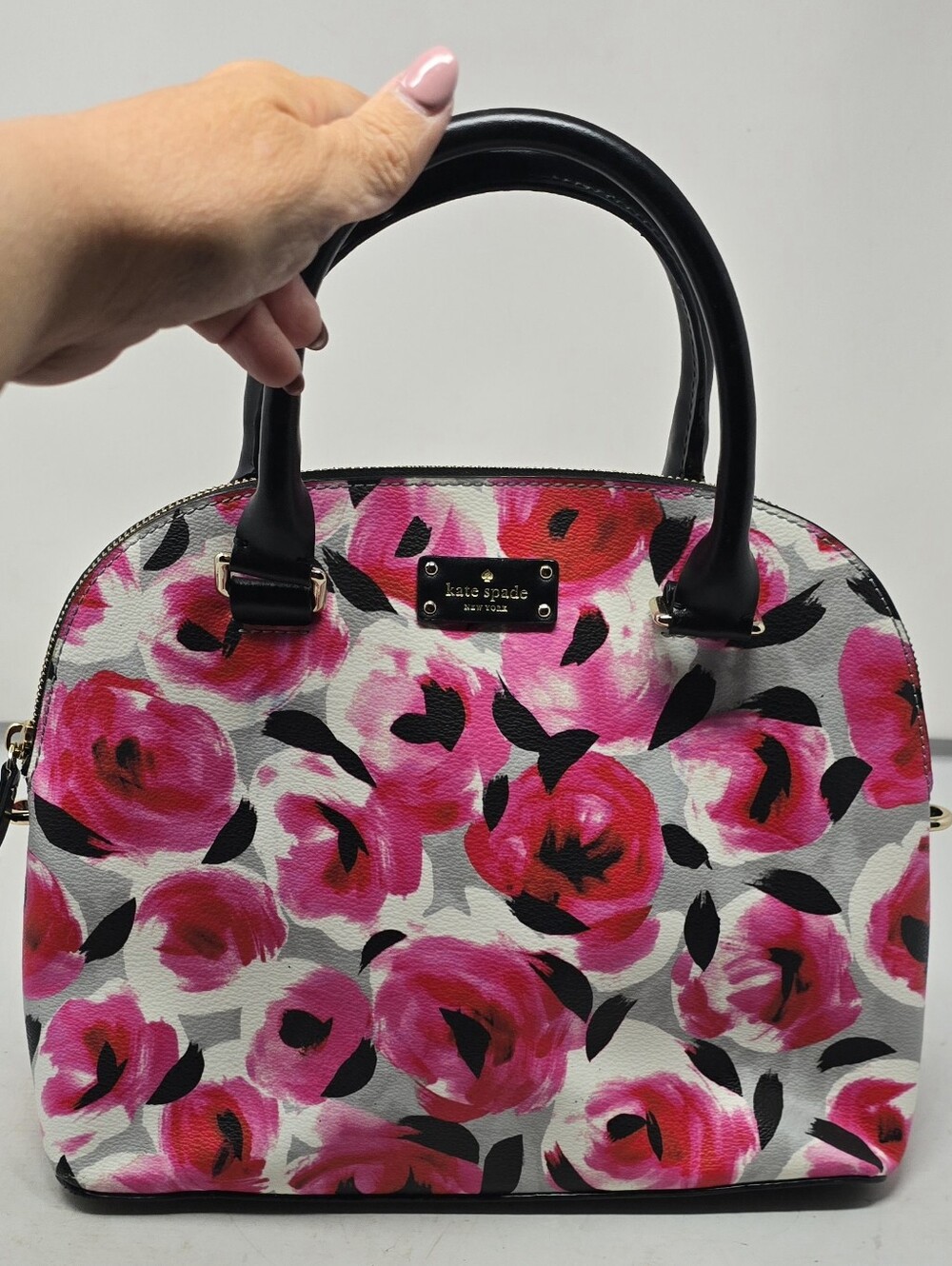 Kate Spade Women's New York Carli Grove Street Printed Rose Bed Satchel Handbag
